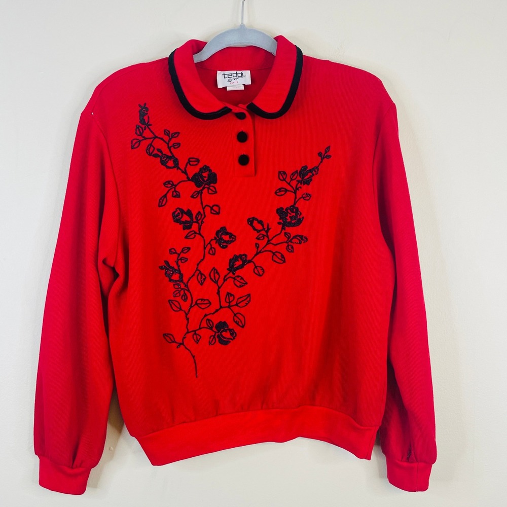 Vintage Teddi Retro Rockabilly Top PL Peter Pan Collar Secretary